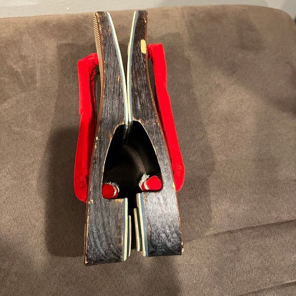 Japanese Wooden Clogs Sandals Slippers Size 7W - Picture 6 of 6